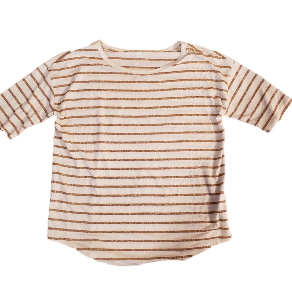 GAP Cotton 3/4 Sleeve Glitter stripe Shirt